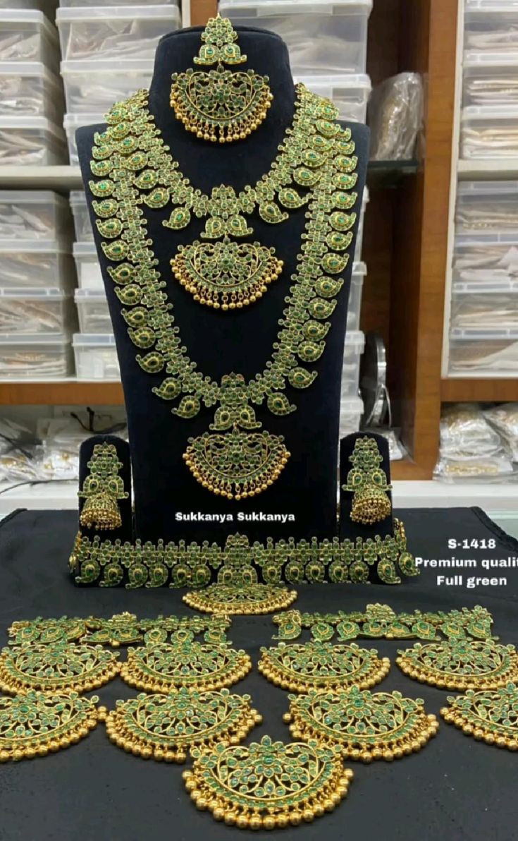 Aaradhya Super Mango Green Jewelery beads and Stone Set