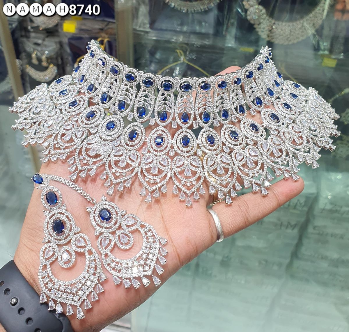 AD CS stone Bridal Necklace Set