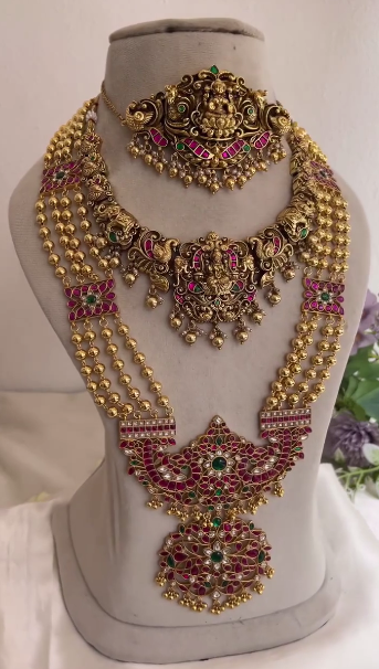 Super Golden Bling Kemp and Diamond Layered Combo set Necklace