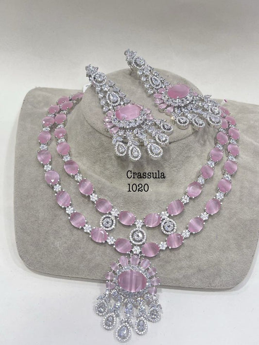 Casual Pink Stone necklace Set